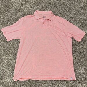 Peter Millar Red/Coral striped polo XL